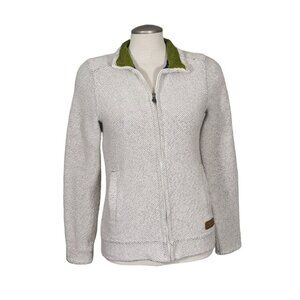 Weird Fish Womens Size 8 Textured Full Zip Beige Knit Jacket Minimalist Staple